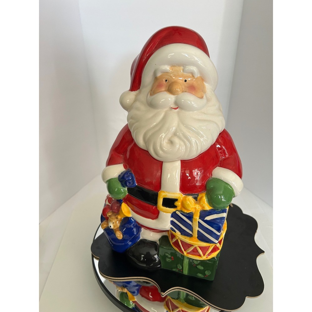 Cookie Jar Christmas Red Ceramic Santa Claus Figurine Collectible Holiday Decor